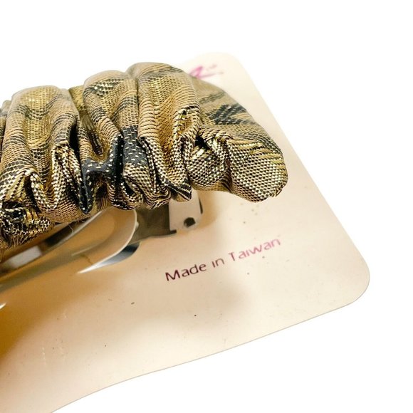 Vintage 80s Gold Scrunchie Hair Barrette Clip- Illuminations Hair Wear- NOS - Picture 3 of 5